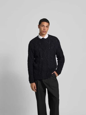 Sweter wełniany z imitacji dzianiny Closed Ciemnoniebieski