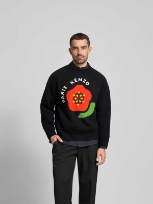Sweter wełniany z imitacji dzianiny Kenzo Czarny