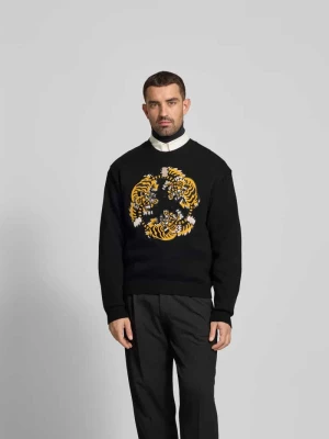 Sweter wełniany z imitacji dzianiny Kenzo Czarny