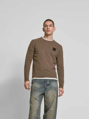 Sweter wełniany z imitacji dzianiny Wood Wood