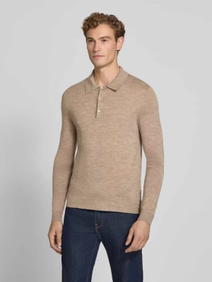 Sweter wełniany z kołnierzykiem polo model 'Erros' Tiger Of Sweden Beżowy