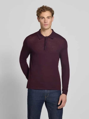 Sweter wełniany z kołnierzykiem polo model 'Erros' Tiger Of Sweden Oberżynowy