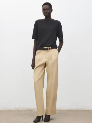 Sweter wełniany z krótkim rękawem średni szary - Kobieta - - MANGO