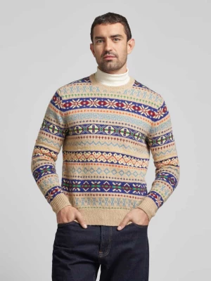 Sweter wełniany z okrągłym dekoltem model ‘FAIRISLE’ Polo Ralph Lauren