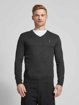 Sweter wełniany z wyhaftowanym logo Polo Ralph Lauren