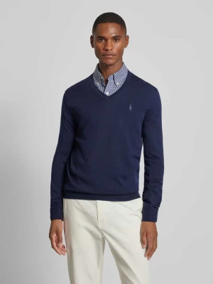 Sweter wełniany z wyhaftowanym logo Polo Ralph Lauren