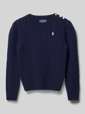 Sweter wełniany ze ściegiem warkoczowym model ‘CABLE’ Polo Ralph Lauren Kids