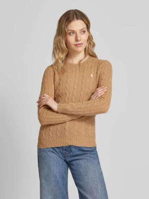 Sweter ze ściegiem warkoczowym model ‘JULIANNA’ Polo Ralph Lauren