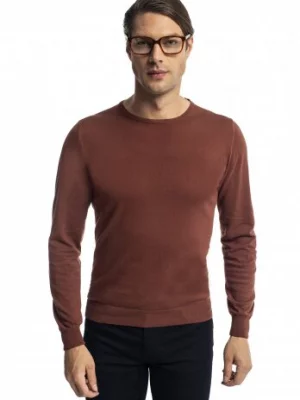 sweter wilton z okrągłym dekoltem ceglasty Recman