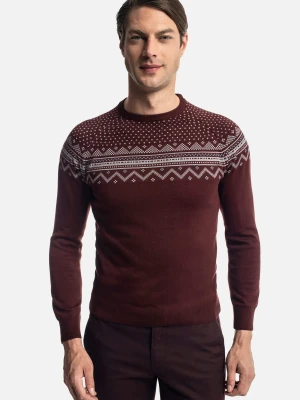 SWETER XMAS ANSO Z OKRĄGŁYM DEKOLTEM BORDO Recman