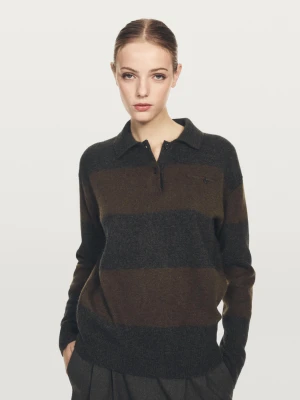 Sweter Z 100% Kaszmiru Z Kieszenią - Szary Antracytowy - - Massimo Dutti - Female