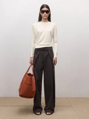 Sweter z 100% wełny z okrągłym dekoltem kremowy / écru - Kobieta - - MANGO beżowy