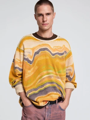 Sweter z abstrakcyjnym nadrukiem Desigual żółty