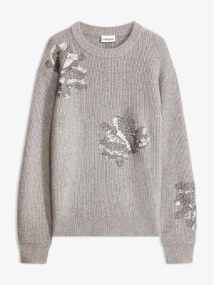Sweter z aplikacją BonPrix szary