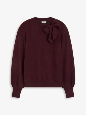 Sweter z aplikacją w kształcie kokardy BonPrix czerwony