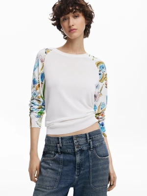 Sweter z kwiatowymi rękawami Desigual