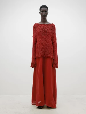 Sweter Z Ażurowej Dzianiny – Limited Edition - Czerwony - - Massimo Dutti - Kobieta