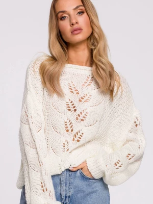 Sweter Z Ażurowym Wzorem - ecru Merg