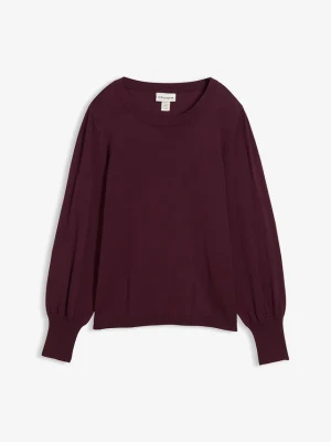 Sweter z balonowymi rękawami BonPrix czerwony