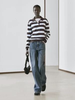 Sweter Z Bawełnianej Dzianiny W Paski - Brązowy - - Massimo Dutti - Kobieta