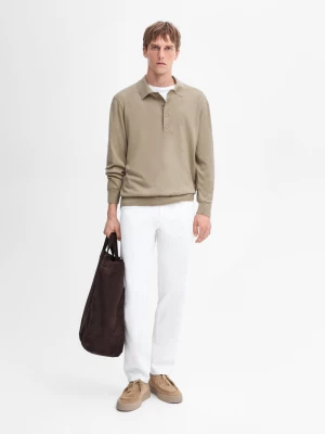 Sweter Z Bawełnianej Dzianiny Z Kołnierzykiem Polo - Sprany - - Massimo Dutti - Mężczyzna