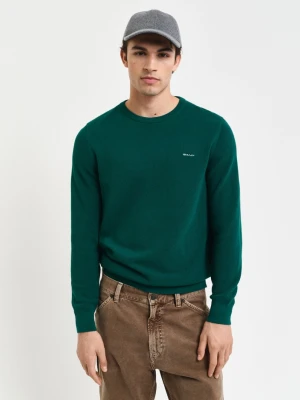 Sweter z bawełny piqué z okrągłym dekoltem GANT