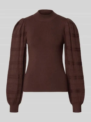 Sweter z bufiastymi rękawami Vero Moda Czekoladowy