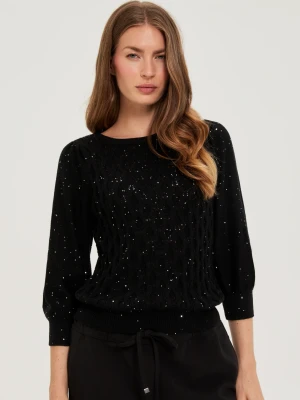 Sweter z cekinami czarny Moodo