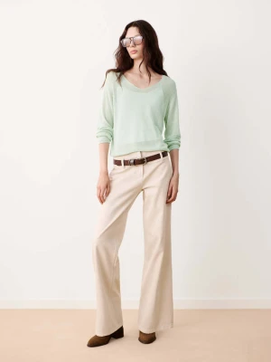 Sweter z cienkiej dzianiny z dekoltem w serek miętowa zieleń - Teen - MANGO TEEN