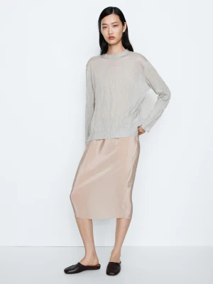 Sweter Z Cienkiej Dzianiny Z Długim Rękawem – Studio - Ołowiany - Massimo Dutti - Female