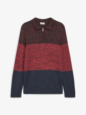 Sweter z cienkiej dzianiny z kołnierzykiem polo BonPrix czerwony