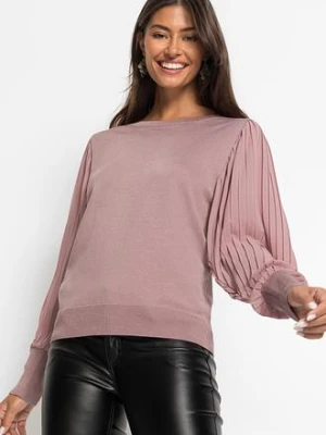 Sweter z cienkiej dzianiny z lejącej mieszanki wiskozy BonPrix różowy