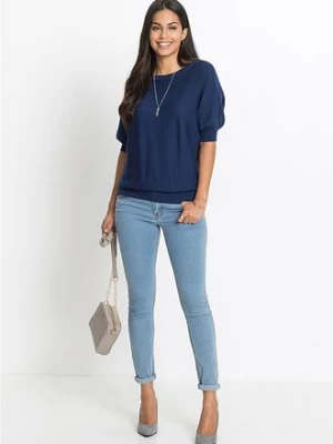 Sweter z cienkiej dzianiny z mieszanki bawełny bonprix