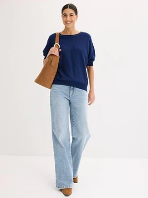 Sweter z cienkiej dzianiny z mieszanki bawełny bonprix