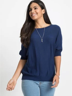 Sweter z cienkiej dzianiny z mieszanki bawełny bonprix