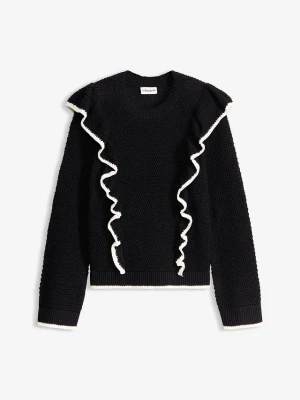 Sweter z cienkiej dzianiny z mieszanki bawełny BonPrix czarny