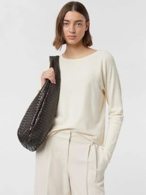 Sweter z cienkiej dzianiny z ozdobnymi guzikami comma kremowy