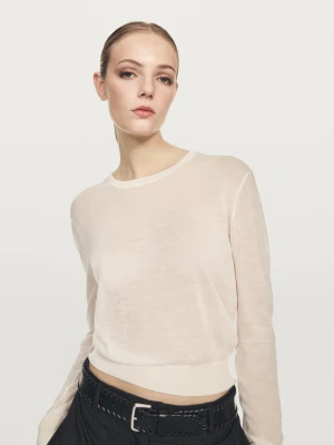 Cienki Sweter Z Kaszmirowej Dzianiny - Surowy - - Massimo Dutti - Kobieta