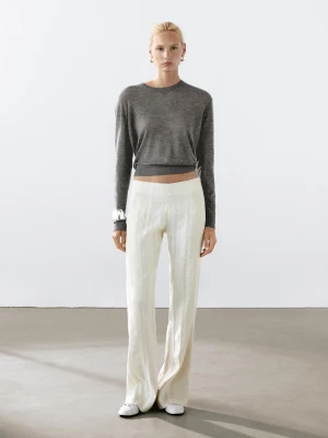 Sweter Z Cienkiej Dzianiny Ze 100% Kaszmiru - Szary Antracytowy - - Massimo Dutti - Kobieta