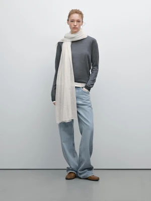 Sweter Z Cienkiej Dzianiny Ze 100% Lnu - Ołowiany - - Massimo Dutti - Kobieta