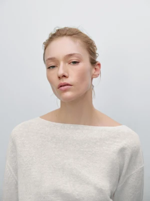 Sweter Z Cienkiej Dzianiny Ze 100% Lnu - Śnieżnobiały - - Massimo Dutti - Kobieta