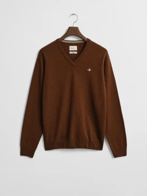 Sweter z cienkiej wełny jagnięcej z dekoltem w szpic GANT