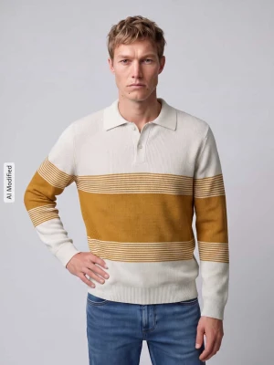 sweter o kroju regular fit z czystej bawełny model 'DANE' Selected Żółty