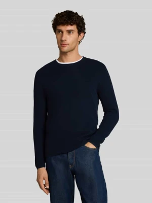 sweter z czystej bawełny o kroju regular fit Tom Tailor Granatowy