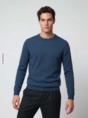 sweter z czystej bawełny o kroju regular fit Tom Tailor Niebieski