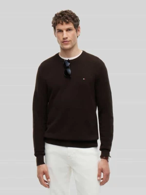 sweter z czystej bawełny o kroju regular fit Tommy Hilfiger Ciemnobrązowy
