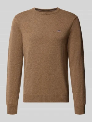 sweter z czystej wełny o kroju regular fit Gant Jasnobrązowy melanż