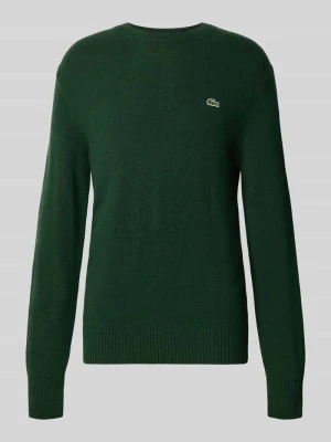 sweter klasyka o kroju regular fit z czystej wełny Lacoste Ciemnozielony
