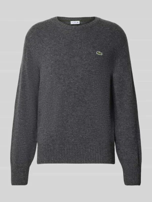 sweter klasyka o kroju regular fit z czystej wełny Lacoste Średnioszary