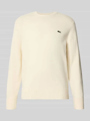 sweter klasyka o kroju regular fit z czystej wełny Lacoste Złamany biały